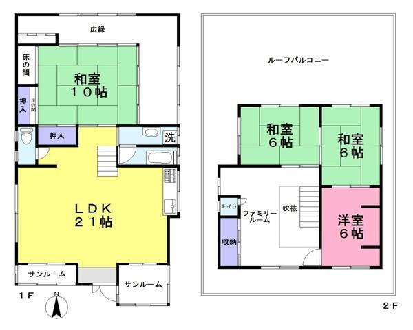御所市大字小林の中古一戸建の間取り