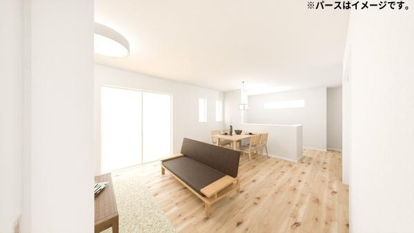 センチュリータウン坂ノ市西ⅢＣ　新築の居間・リビング|※内観パースは、イメージです。