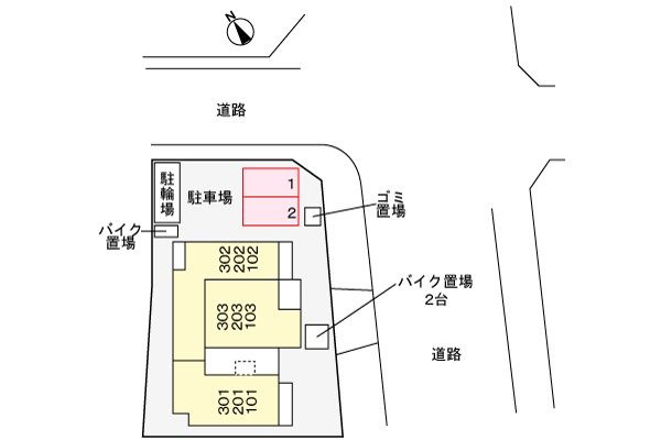 ニュースプリングの駐車場