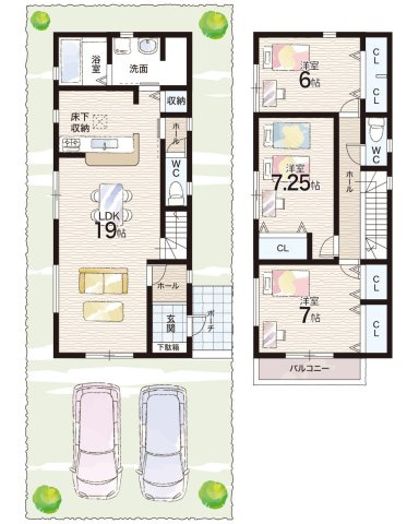 加古郡播磨町北野添　新築一戸建ての間取り|1号地