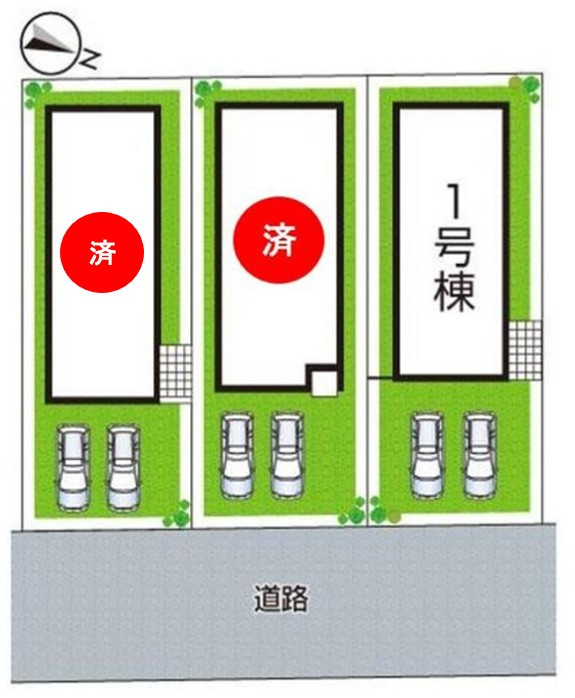 加古郡播磨町北野添　新築一戸建ての区画図|全3区画