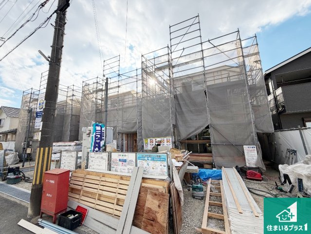 加古郡播磨町北野添　新築一戸建ての外観|周辺は落ち着いた街並みの住宅地！子育てがしやすい住環境です！まだ未完成ですが、現地でしかわからない事もございます。是非一度ご覧ください。