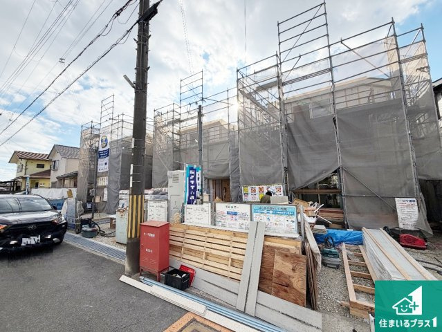加古郡播磨町北野添　新築一戸建ての外観|周辺は落ち着いた街並みの住宅地！子育てがしやすい住環境です！まだ未完成ですが、現地でしかわからない事もございます。是非一度ご覧ください。