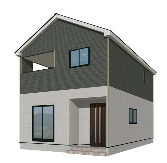 山形市五十鈴【新築建売住宅】1号棟の外観パース|1号棟完成予想図！早期予約受付中です！