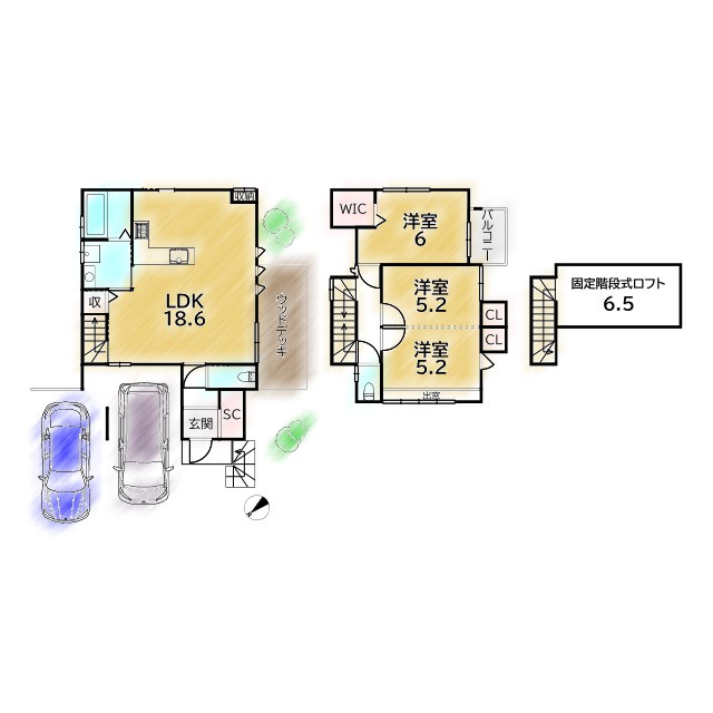 静市市原町 新築戸建の間取り