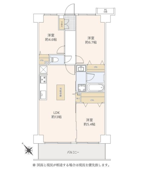 仲介手数料無料　エステ・スクエア新所沢の間取り