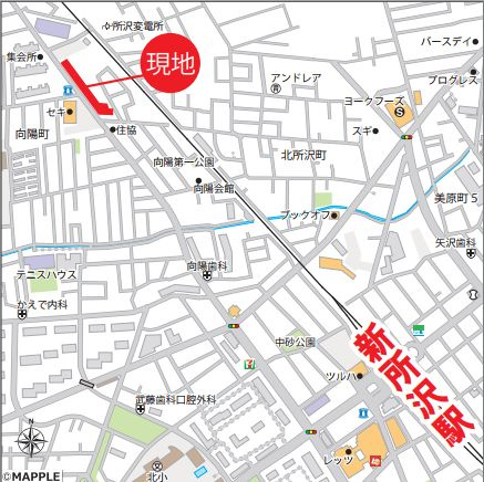 仲介手数料無料　エステ・スクエア新所沢の地図