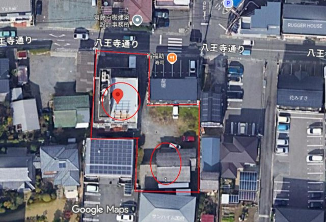 熊本市中央区国府4丁目　土地の土地図|現在、2棟の上物有です