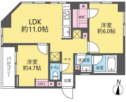 【間取り】 | メゾン蓮根 | 三方角部屋（東・北・西）なので、陽当たり良好です！