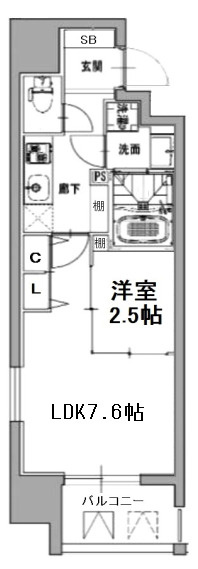 大阪市中央区南船場１丁目の賃貸マンションの間取り