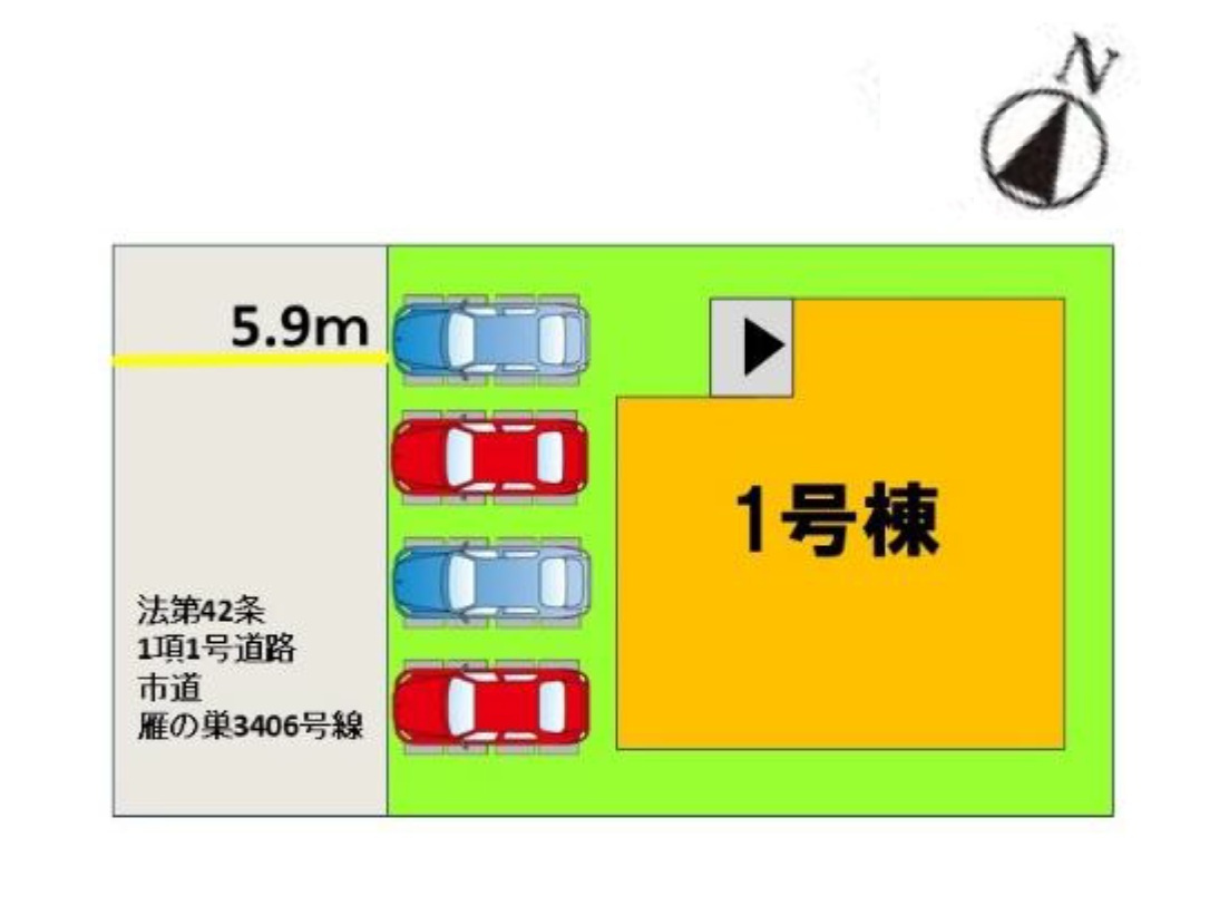 福岡市東区雁の巣1丁目第3-1棟(１号棟)の区画図|配置図