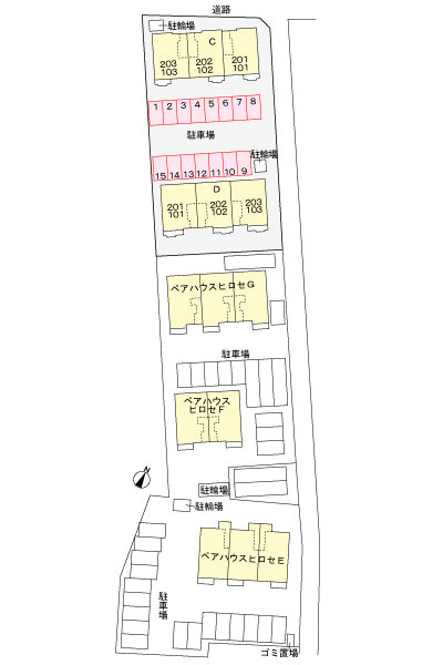 ペアハウスヒロセＤの駐車場|駐車場