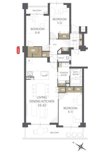 【間取り】アーサー新宮パークシティ・デュエーロ 