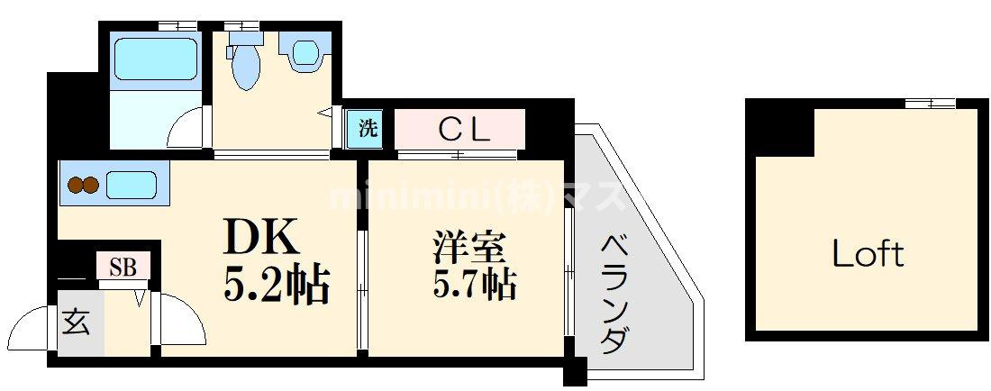 Ｔ’ｓＳＱＵＡＲＥ天神橋の間取り