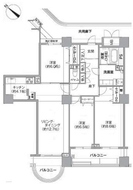 Acityタワーズウエスト・タワー棟の間取り