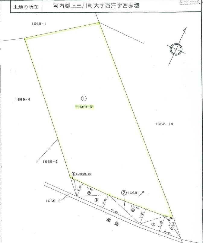 河内郡上三川町西汗の区画図