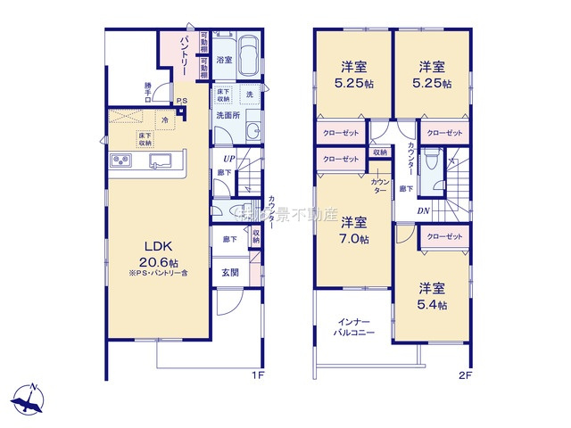 【間取り】 | 《仲介手数料無料》北区東大成町２丁目317-1(2号棟)新築一戸建てブルーミングガーデン