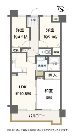 【間取り】 | プレステージ明石西　3階 | 3LDKです。