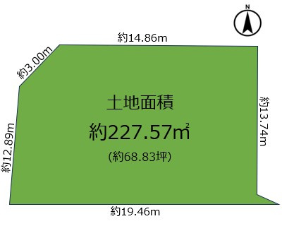 甲風園3丁目　売土地の土地図|土地面積約227.57㎡