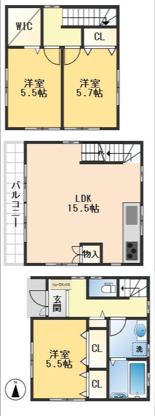 吹田市原町４丁目　中古戸建の間取り