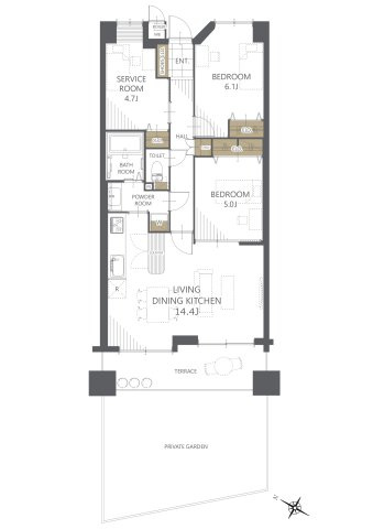 【間取り】東急ドエル・横浜ヒルサイドガーデン４番館 