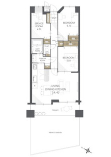【間取り】東急ドエル・横浜ヒルサイドガーデン４番館 