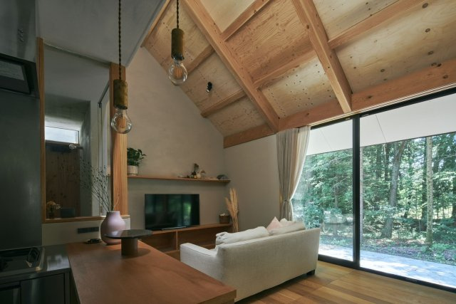 中軽井沢南エリア 令和2年竣工の中古戸建の居間・リビング