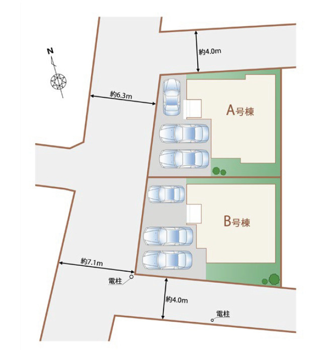 中頭郡読谷村字瀬名波の新築一戸建の区画図|全2棟