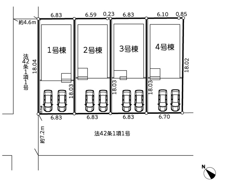 ◎茅ヶ崎市甘沼　新築戸建　１号棟の区画図|1号棟◇