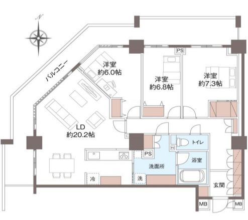 リフォーム工事終了後の間取り図です。
※現況と異なる場合は現況を優先します。