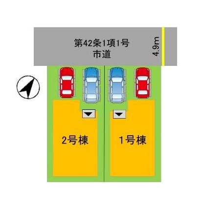 福岡市東区雁の巣1丁目第4-2棟（2号棟）の区画図|配置図(2号棟)