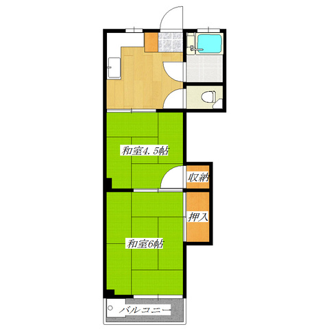 村上マンションの間取り|和室造りのお部屋で各部屋に収納がございます！！