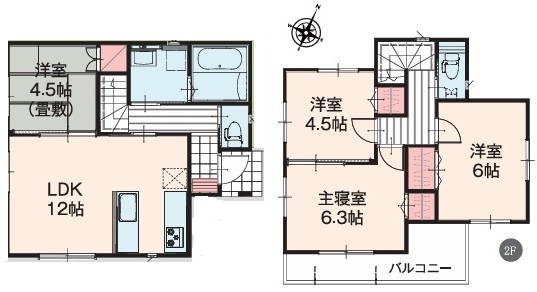 北本市中丸２丁目　全１棟の間取り|対面式キッチンからLDKが見渡せるので、目が離せない小さなお子様のいるご家庭も安心です。ご家族で会話しながらお料理が楽しめます◎収納豊富で衣替えのお洋服もたっぷり仕舞えます。