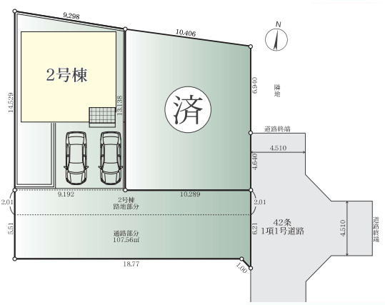 茅ヶ崎市円蔵3期　新築戸建　全2棟2号棟の区画図