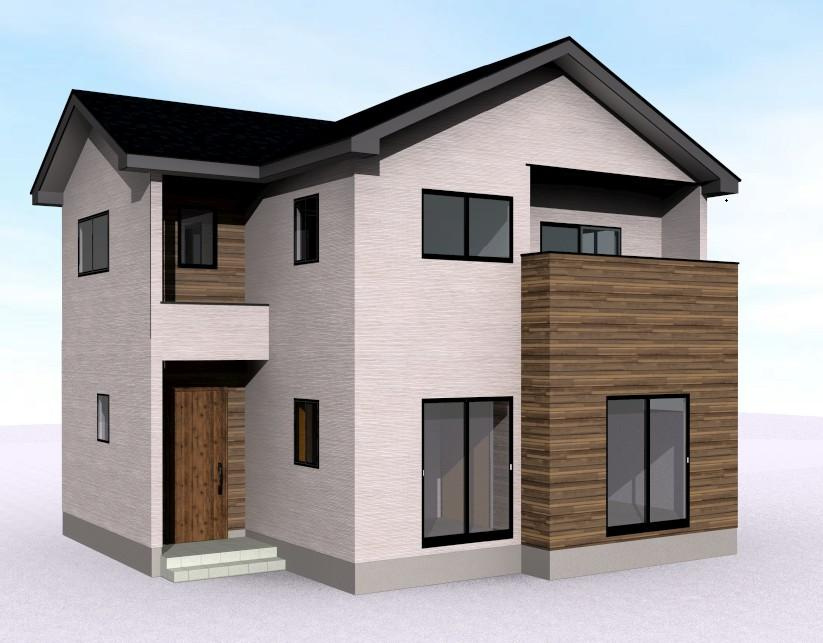 山形市城西町三丁目【新築建売】の外観|完成予想パース。内覧予約受付中！