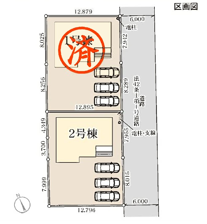 【Livele Garden】　下都賀郡野木町潤島　第２　全2邸の区画図|全棟配置図
