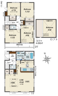 【間取り】 | 【仲介手数料無料！！】府中市四谷4丁目　新築戸建て（全14棟）9号棟　4780万円 | 9号棟　4LDK車庫2台　建物：92.33㎡