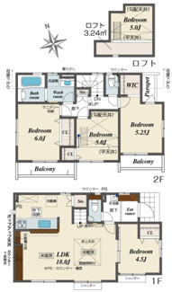【間取り】 | 【仲介手数料無料！！】府中市四谷4丁目　新築戸建て（全14棟）12号棟　4730万円 | 12号棟　4LDK　車庫2台　89.90㎡