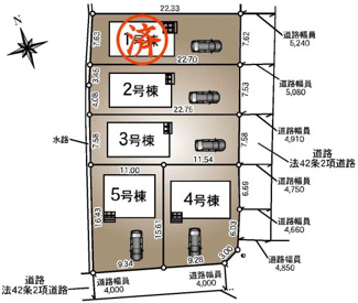 【区画図】 | 二本松市竹田2丁目新築一戸建て5棟