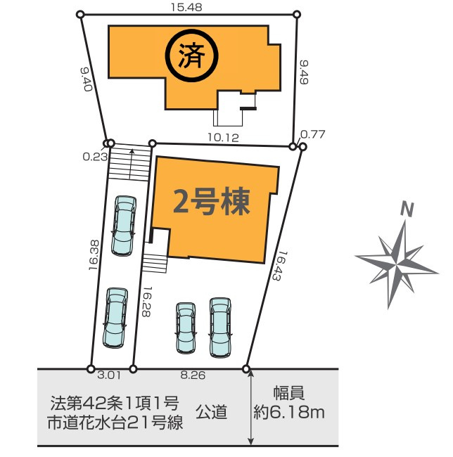 平塚市黒部丘1期　新築一戸建て　2号棟の区画図