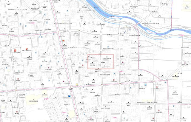【土地】前橋市三俣町　角地約52坪／の地図