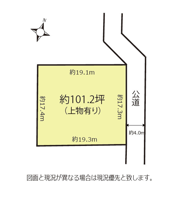 『北鴻巣駅』東口14分。101坪の整形の住宅用地の土地図