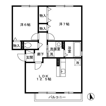 セジュールRa・Si・Sa　Aの間取り