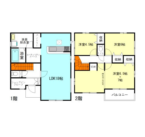 【間取り】 | アーバンスタイル高崎市下豊岡町1期ー② | 玄関には嬉しいシューズインクローク完備！
間仕切り対応で3LDK→4LDKに変更可能！