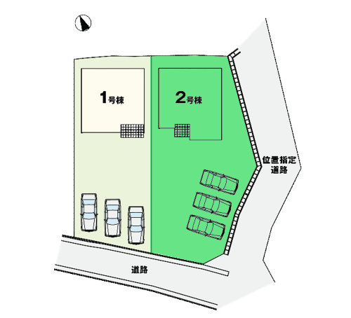 【区画図】 | アーバンスタイル高崎市下豊岡町1期ー② | 南東角地に面した敷地！カースペースは並列3台駐車可能！