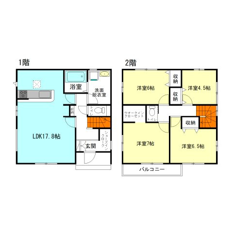 【間取り】 | アーバンスタイル高崎市下豊岡町1期ー① | 玄関には嬉しいシューズインクローク完備！
主寝室にはウォークインクローゼット付き！