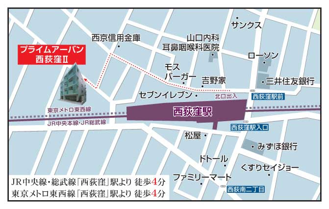 プライムアーバン西荻窪Ⅱの地図