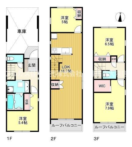 練馬区石神井台7丁目　新築一戸建　西武新宿線　武蔵関の間取り