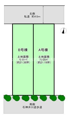 練馬区石神井台7丁目　新築一戸建　西武新宿線　武蔵関の区画図