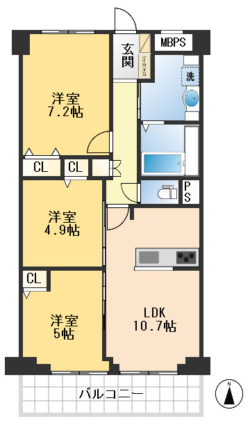 千里中央パークヒルズK棟の間取り